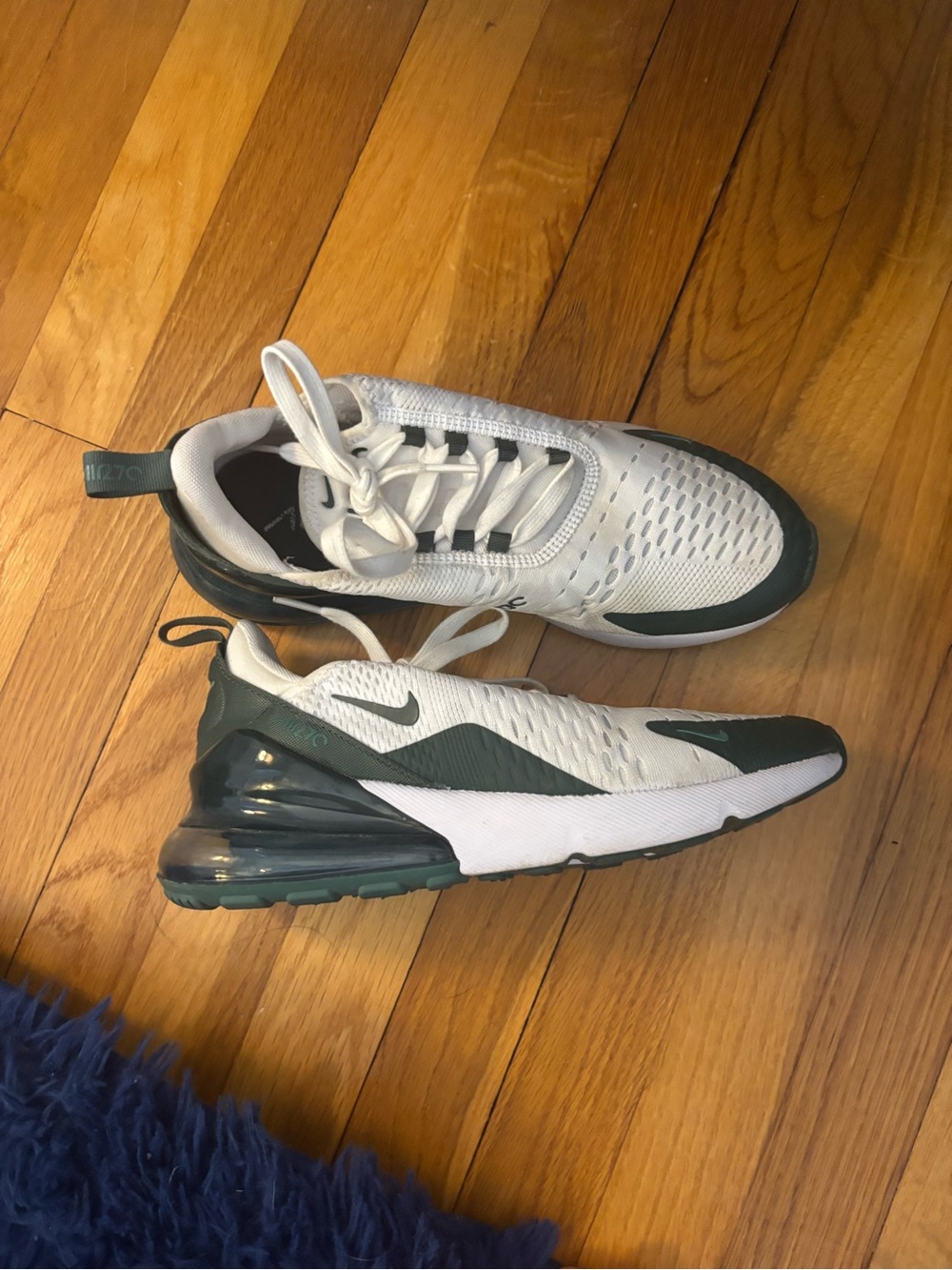 Nike Air Max 270 White and Dark Green Running Shoes
